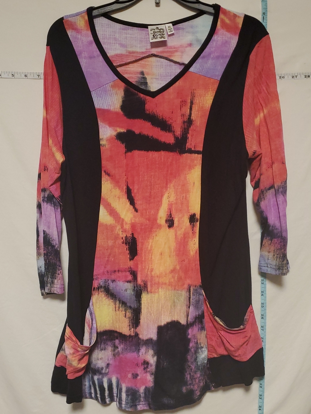 Parsley & Sage Multicolor Abstract Tunic Black Side L Art To Wear Boho